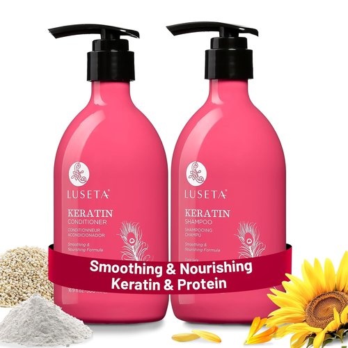 Luseta Keratin Shampoo & Conditioner Set - Nourishing Treatment for Color Treated Hair | 2 x 16.9 Oz
