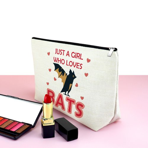 Mxrymvu Funny Bat Gifts Bat Themed Gifts for Women Makeup Bag Cosmetic Bag Halloween Christmas Birthdays Present for Animal Lover Friend Travel Pouch