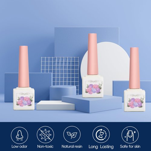 Adhere 6Pcs 12ML Cat Eye Soak Off UV LED Gel Nail Polish Set, Colorful Light Ultrafine Magnetic Powder Blue Purple White Green Silver Cat Eye with Magnet