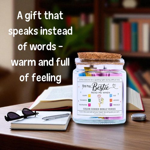 Bible Verse Jar for Best Friend – 92 Scriptures for Encouragement & Love | Christian Friendship Easter Gift for Women | Faith-Based Affirmation Jar | Thoughtful Birthday or Easter Gift for Her