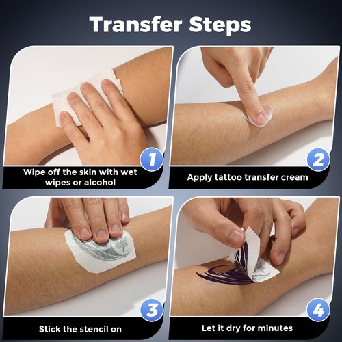 Tattoo Stencil Printer Machine Bluetooth, Portable Thermal Temporary Tattoo Printer with 15pcs Transfer Paper, Compatible with Phone/Tablet/PC, Tattoo Supplies Assist Kit for Beginners (Black)