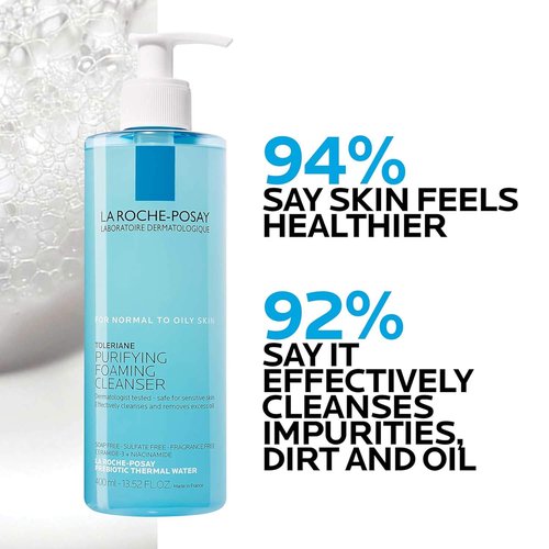 La Roche-Posay Toleriane Purifying Foaming Facial Cleanser - Oil-Free Face Wash with Niacinamide & Ceramides for Sensitive Skin