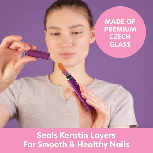 Bona Fide Beauty - Premium Czech Glass Fingernail File with Case - Gentle & Durable Manicure Tool | Gold Violet