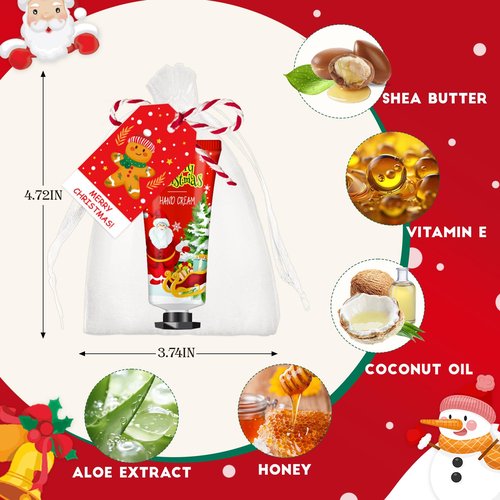 VESPRO 50 Sets Christmas Hand Cream Gift for Women, Hand Lotion for Christmas Party Favors with Christmas Cards and Organza Gift Bags, Christmas Decorations and Stocking Stuffers Gifts for Women