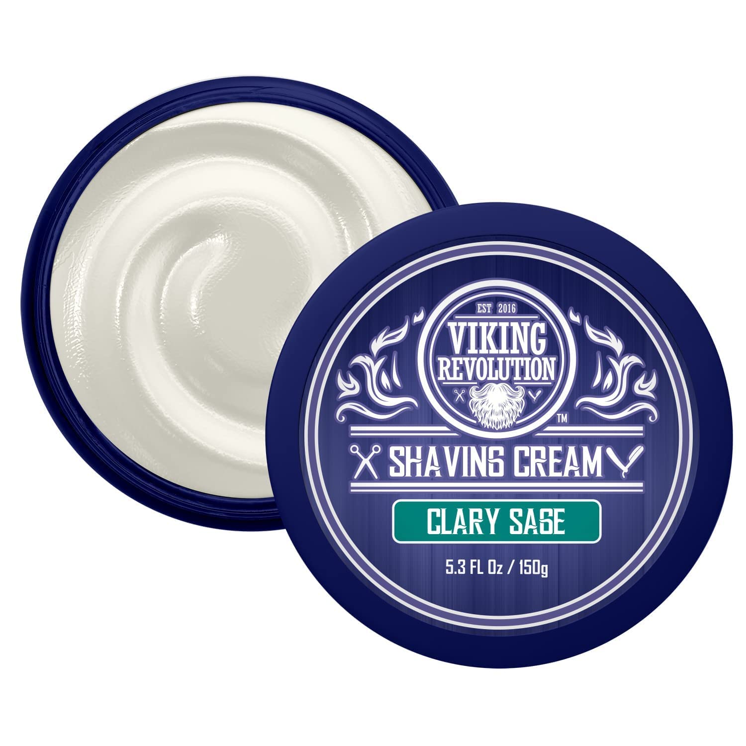 Viking Revolution Luxury Shaving Cream - Clary Sage Scent for Soft, Smooth Shaves - 5.3 Fl Oz