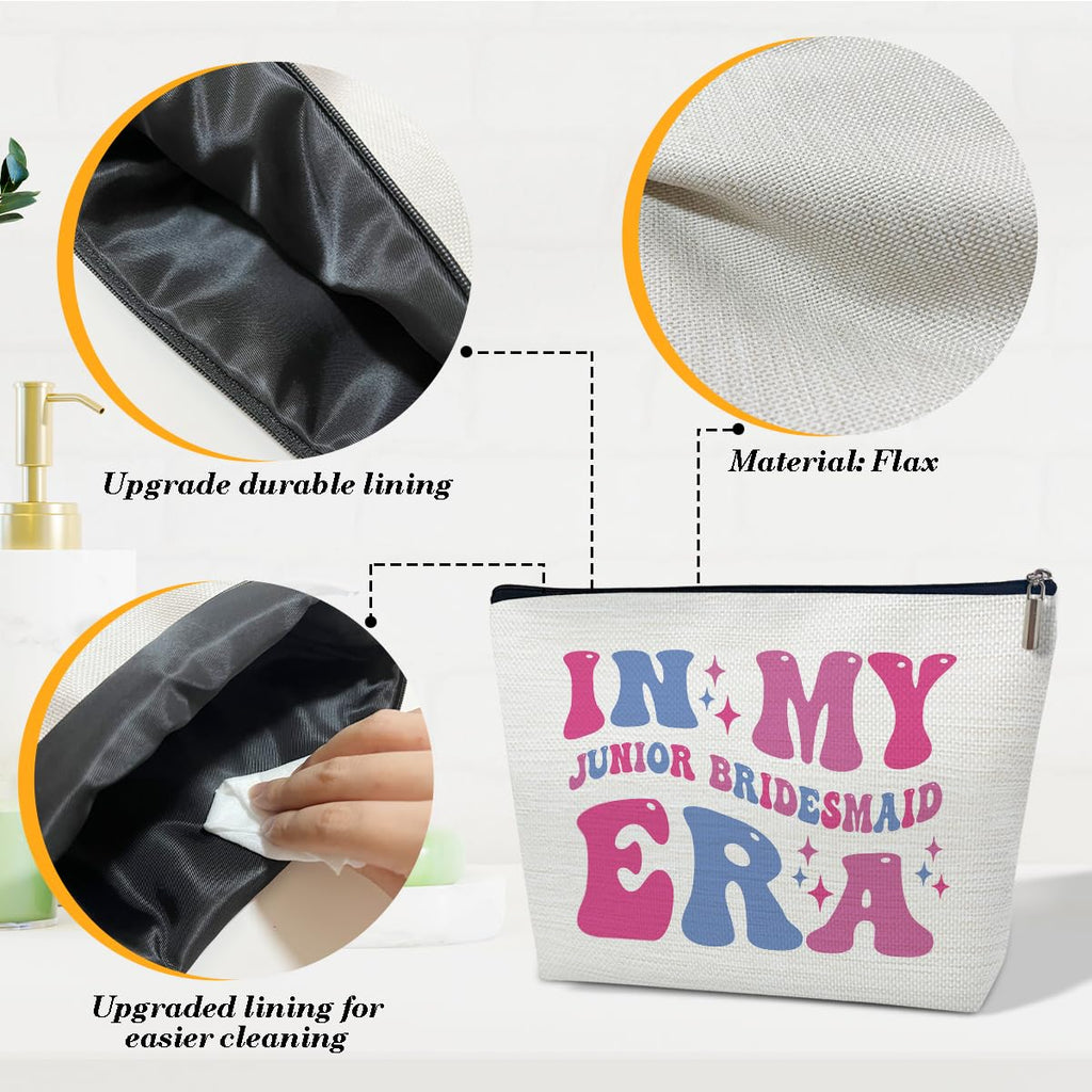 Ythuil Junior Bridesmaid Makeup Bags, Bridesmaid Cosmetic Bag for Purse, Bridal Gifts for Women, Besties, Best Friend, Wedding Makeup Bags