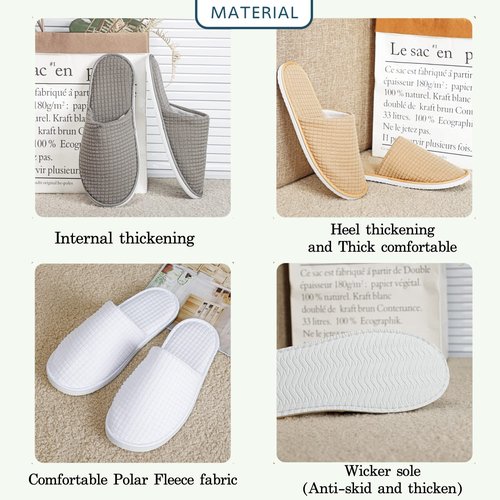 OSTADARRA 6 Pairs Spa Slippers, Non Slip Disposable Slippers For Guest, Washable Reusable, Which Can Be Used As Women Men, House, Indoor, Bathroom, Bedroom, Hotel, Bride Slippers (2 sizes)