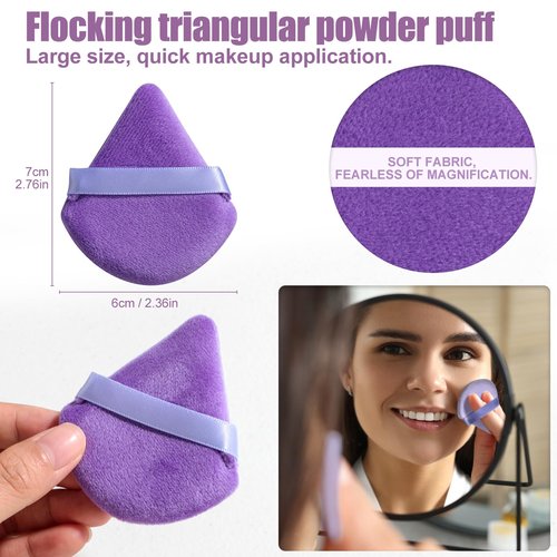 BS-MALL 21 Pcs Professional makeup brush set with foundation brush for liquid Makeup, eyeshadow Brush, concealer brush - Includes 6 Triangle Puffs & case for Even, Multi-purpose application (Purple)