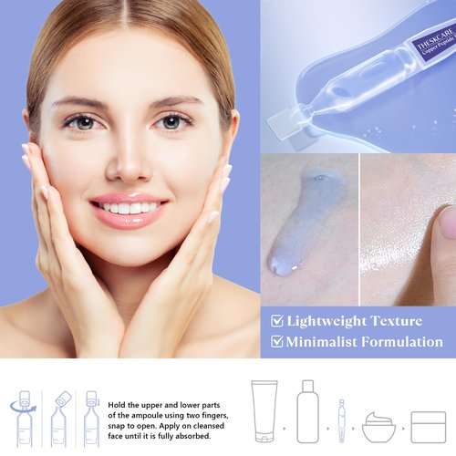 THESKCARE Copper Peptide Serum Ampoule for Face with Niacinamide & Hyaluronic Acid to Hydrate Skin, Reduce Wrinkles and Plump Skin,30 Ampoules