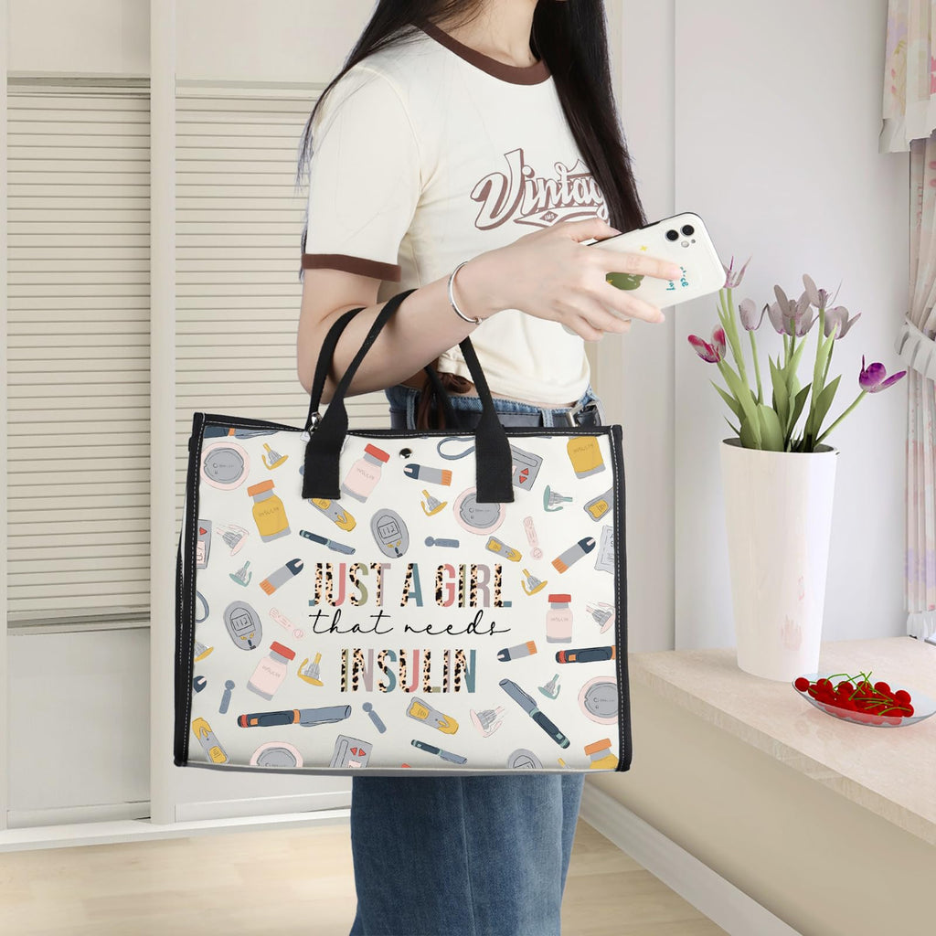 WZMPA Diabetes Insulin Makeup Bag Diabetes Awareness Gifts Just A Gil That Needs Insulin Zipper Bag Diabetic Supply Kit (Just a girl insulin BG)