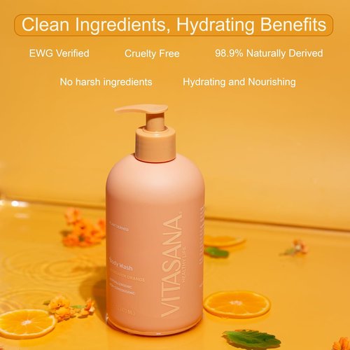 Skiennix Natural Body Wash - Mandarin Orange Scent, 16 oz | Hypoallergenic & EWG Verified, 98.9% Plant-Derived