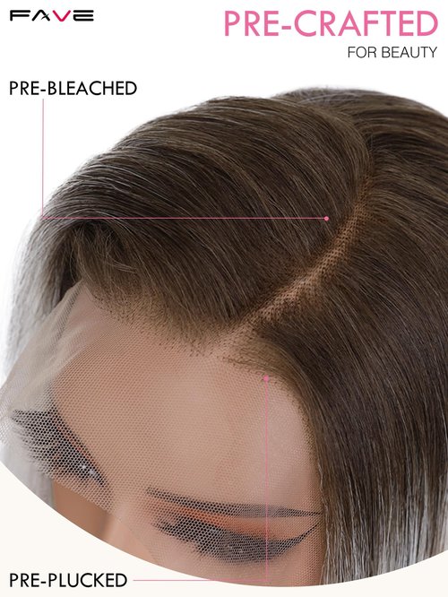 FAVE 13x4 HD Lace Front Wig,28" Ombre Wig Ash Blonde with Brown Highlight Long Straight Synthetic Hair, Pre-Plucked Hairline, Heat-Resistant Glueless Lace Front Wigs for Women