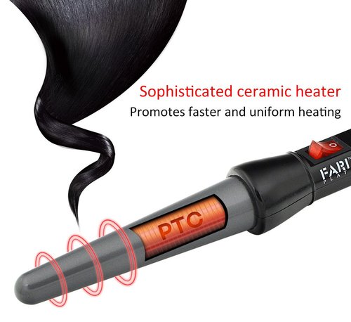 FARI Travel Hair Curling Iron and Mini Flat Iron 2 in 1 Kit, Ceramic Tourmaline Curling Wands and Hair straighteners Set, Heat Resistant Glove and Travel Pouch Included, Black