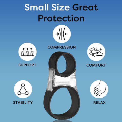 FULEEAN Big Toe Spacer/Corrector,Overlapping Toes, Bunion Pain Relief, Toe Alignment, Soft Silicone/Gel, 2 Loop,Day Night Wear,3 Sizes,Comfortable, Washable. (Black, MIDDLE: WOMEN 9.5-11 /MEN 6.5-9)