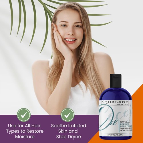 Dr Joe Lab Squalane Oil Pure Plant Derived Refined Cold Pressed Squalene From Olives Vegan Undiluted Bulk Carrier Oil for Face Skin Hair Body Cosmetics Natural Cleanser Moisturizer (4 oz)