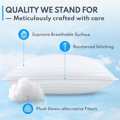 King Size Bed Pillows - Premium Down Alternative Cooling Pillows Set of 2 for All Sleep Positions