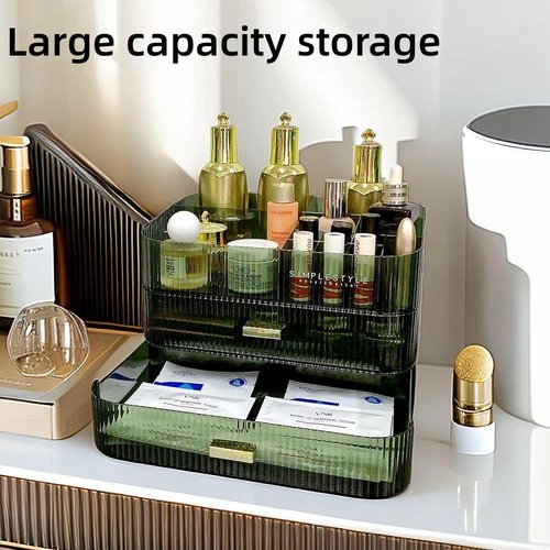 PLINJOY Makeup Organizer with Drawers Stackable Skincare Cosmetic Makeup organization for vanit Bathroom Desk Countertop