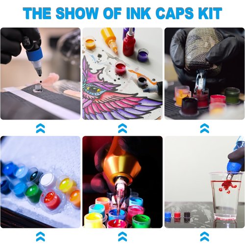 Tattoo Ink Caps - Emalla 1000Pcs Small Tattoo Ink Cups Disposable Ink Caps with Base #11MM Plastic Tattoo Caps Pigment Container Ink Cups for Tattoo Ink Tattoo Supplies