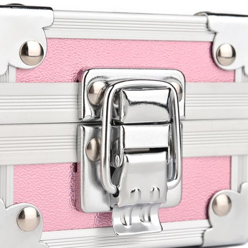 Rolabling Professional 25 Holes Nail Drill Bits Box Container Nail Drill Grinding Bit Holder Nail Polish Head Storage Box Nail Tools Organizers Container Display Storage Box Manicure Tool (Pink)