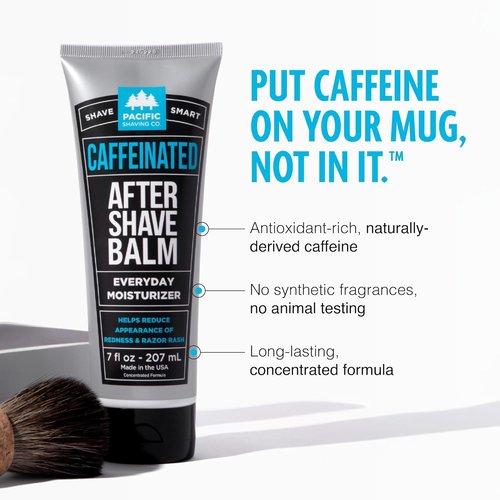 Pacific Shaving Company Caffeinated Aftershave - Soothes Skin & Reduces Redness | Natural Ingredients, 3.4 oz