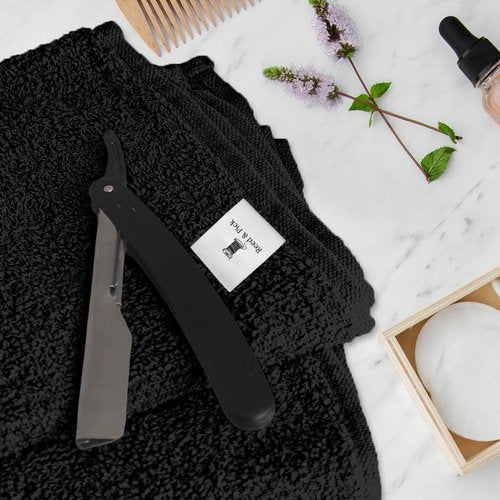 Reed&Pick 24 Pack Black Hand Towels 100% Cotton Spa Towels 16x26 inches Highly Absorbable Facial, Gym, Hair and Face Towels in Bulk