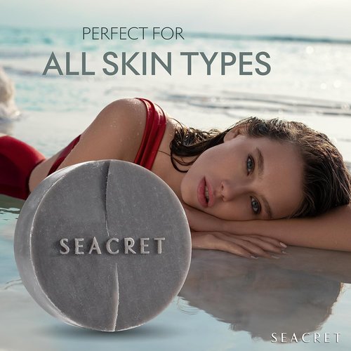 SEACRET Dead Sea Mud Soap Bar - Deep Pore Purifying & Refining Facial Cleanser with 21+ Minerals and Witch Hazel, Natural Exfoliating Spa Bar for Normal to Oily Skin, Fragrance-Fee, 3-Pack, 4.4 oz