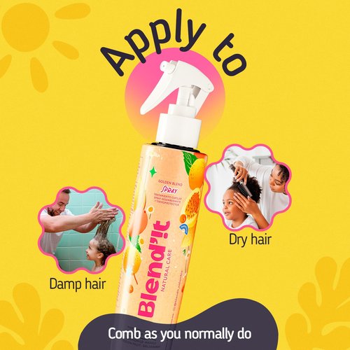 BLENDIT Hair Detangler Spray - Hydrating UV Protectant for Kids & Women with Chamomile & Passion Fruit - 250ml