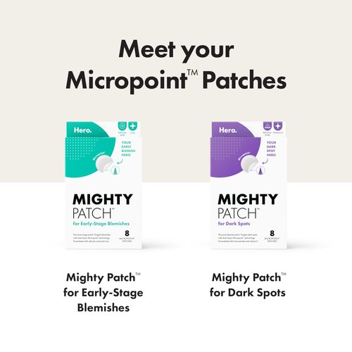 Mighty Patch Micropoint Large Hydrocolloid Pimple Patches for Face Blemishes from Hero Cosmetics, Acne Stickers for Early Stage Zits & Hidden Pimples, 395 Proprietary Micropoints, 8 Count
