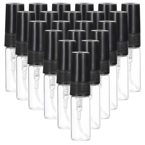 PATIKIL 3ml Glass Mini Perfume Sample Bottles, 20 Pcs Fine Mist Refillable Empty Mini Spray Bottle Fragrance Sample Bottles Sprayer for Perfume Travel Liquid Essential Oil, Black