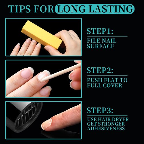 Teenitor 1500pcs Press on Nail Adhesive Tabs, 15 Sizes, Clear/Yellow, Nail Art Stickers