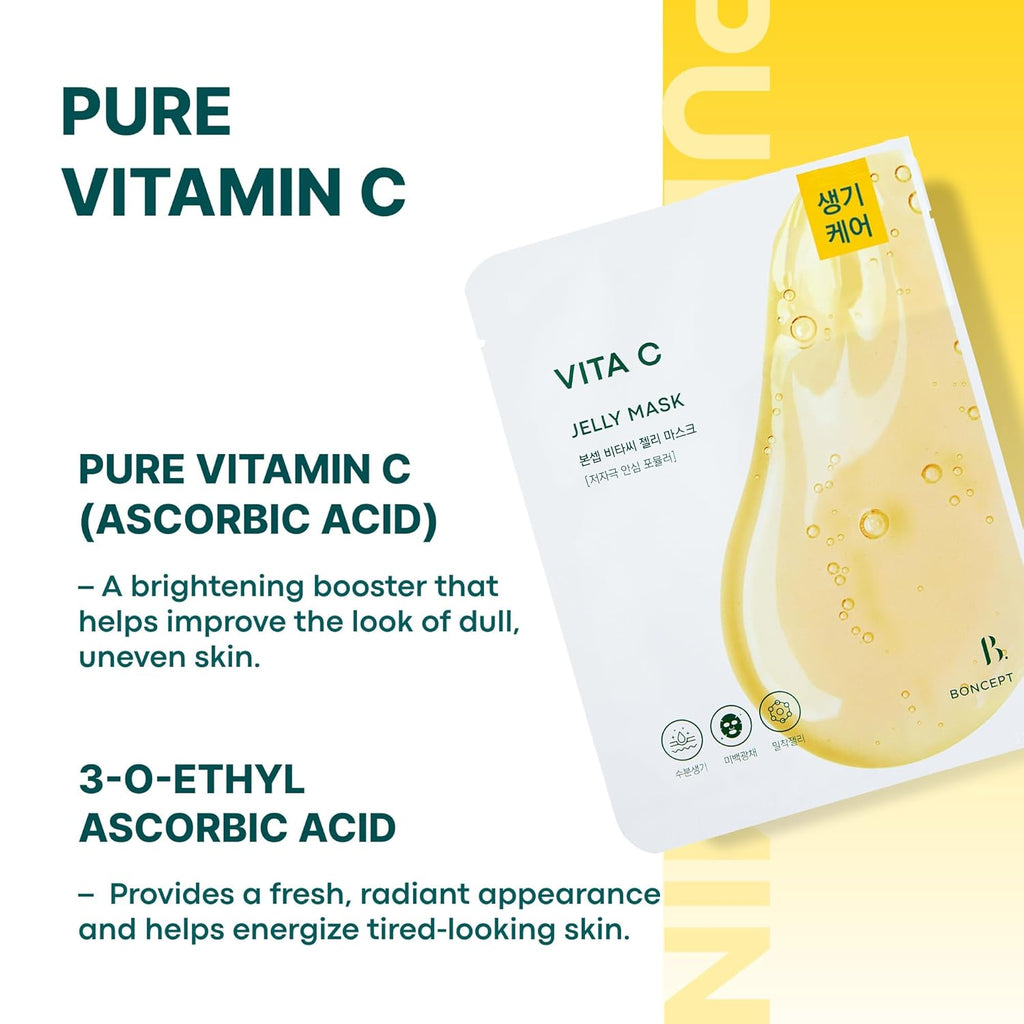 Vita C Jelly Mask - Brightening Korean Skin Care for Dark Spots & Wrinkles | Hydrating with Vitamin C & Retinol, 10 Sheets
