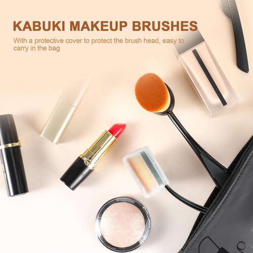 Oval Foundation Brush with Handle - Professional Kabuki Toothbrush Makeup Brush Fast Flawless Application with Dense Soft Bristles for Liquid, Cream, Powder, Blending, Body Self-tanner