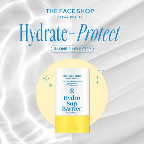 THE FACE SHOP Hydro Sun Barrier Moisturizer SPF 45, Daily Hydrating Facial Sunscreen & Moisturizer, for Oily Skin, Formulated with Calendula & Niacinamide, No White Cast, 1.69 Fl. Oz.