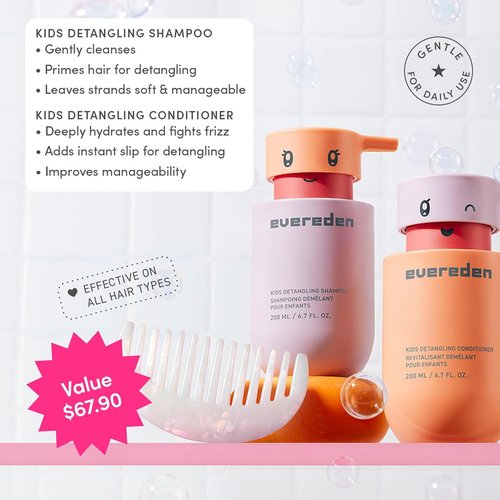 Evereden Kids Haircare Set - Detangling Shampoo & Conditioner for Ages 3+ | Vegan, Sulfate-Free, Argan Oil
