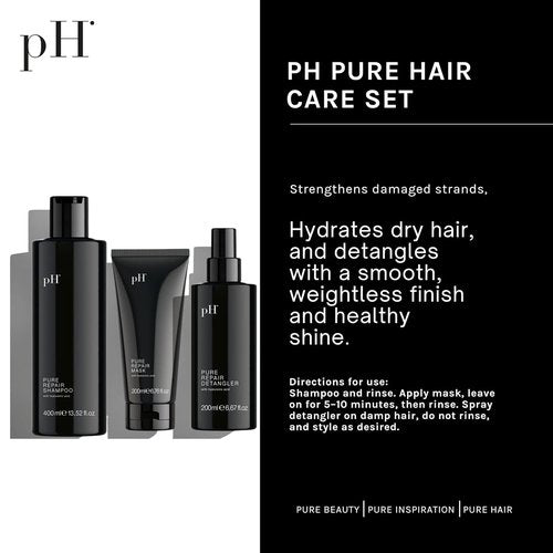pH PURE HAIR Repair Shampoo & Conditioner Set | Hydrating Hyaluronic Acid Formula - 13.52 oz & 6.67 oz