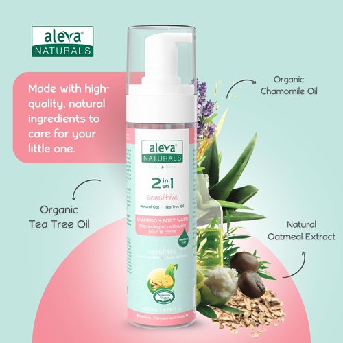 Aleva Naturals Hypoallergenic 2-in-1 Hair and Body Wash - Tea Tree Oil Formula for Sensitive Skin | 200ml