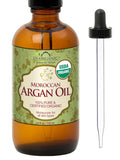 US Organic Moroccan Argan Oil - 100% Pure Cold-Pressed Virgin Oil for Hair, Skin & Nails | 4 oz Amber Bottle
