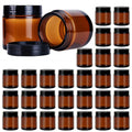 4oz Glass Jars with Lids, Hoa Kinh 30 Pack Amber Empty Cosmetic Containers Round Airtight Glass Jar with Black Lids for Storing Lotions, Powders, and Ointments