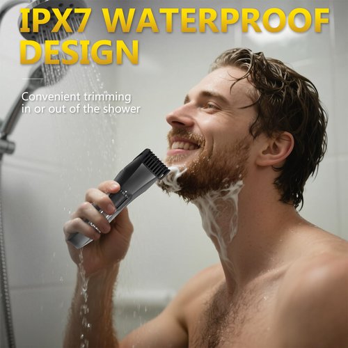 Manscape 4-in-1 Men's Body & Beard Trimmer - Groin, Pubic, and Ball Hair Shaver with No-Nick Technology, 20-Length Adjustable Beard Styler, Nose Trimmer, IPX7 Waterproof, LED Display, Travel Case