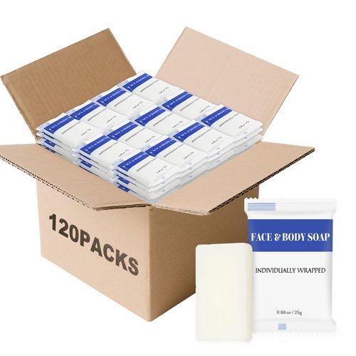 Travel Size Bars Soap in Bulk, Individually Wrapped Mini Small Body Hand and Face Soaps Toiletries Amenities for Hotel, Shelter/Homeless/Nursing Home/Charity/Motel/Guest Bathroom 0.88 oz (120 Pack)