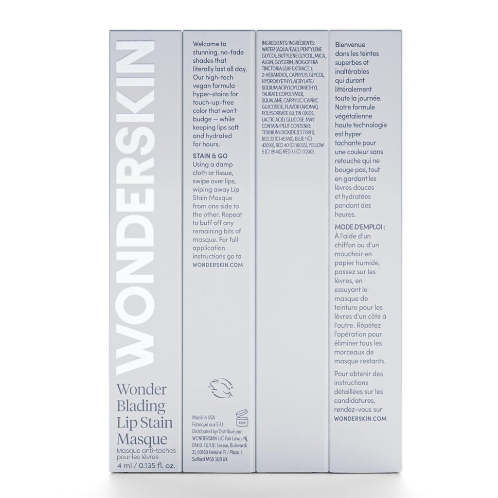 Wonderskin Wonder Blading Lip Stain Masque - Long-Lasting, Waterproof Pink Tint for Matte Finish