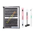 Hannahool 12rows-Large Tray Mixed 8-10-12-14-16mm/Mixed 14-15-16mm/Mixed14mm-16mm/Mixed 18-20mm Wide Stem Individual False Eyelashes Dramatic Black Cluster Eyelashes (Lashes Kit-12-14MM)