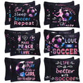 yesaior 12Pcs Makeup Bag Travel Pouch Canvas Gifts Cosmetic Bag Portable Storage Bag for Women Girls Team Party Favors (Soccer)