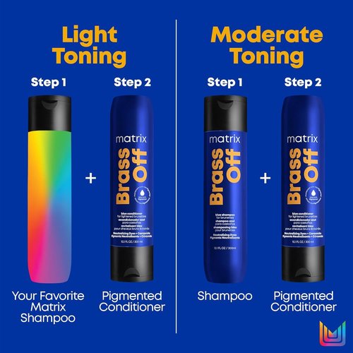 Matrix Brass Off Blue Shampoo & Conditioner Set - Tones Brassy Orange Undertones for Color-Treated Hair | 10.1 Fl Oz
