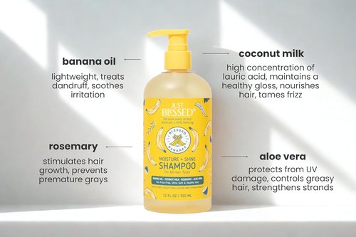 Blessed Bananas Shampoo - Hydrating Formula with Natural Banana Oil & Coconut Milk | 12 oz for All Hair Types