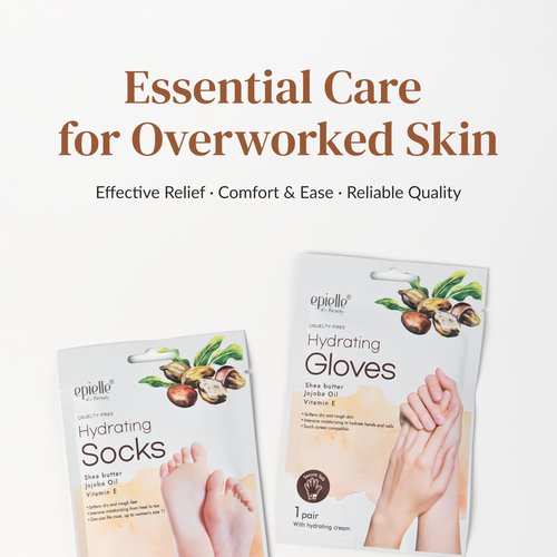 Epielle Hydrating Hand Mask 6 Pairs, Relieve and Soften with Shea Butter & Jojoba Oil, Deep Moisturizing Gloves for Dry, Cracked Hands, Self Care Gifts for Women, Spa Kit, Easter Basket Stuffers