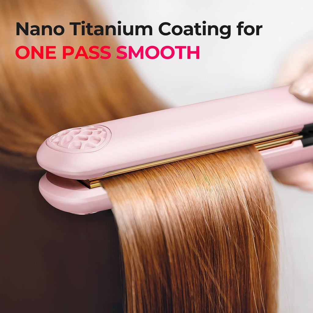 TYMO 2-in-1 Flat Iron Hair Straightener & Curler - 10s Fast Heating, 1 Inch Titanium, 32 Temp Settings