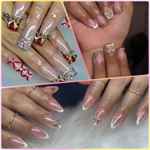 OPMADM 135 Pcs Bow Nail Charms 5 Styles Metal Bow Charms for Nails Gold Silver and White Gold