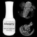 Allstarry Reflective Glitter Gel Nail Polish, 15ml/0.5 Fl Oz Shimmer Sparkle Diamond Glitter Gel Polish UV LED Curing Soak Off Home DIY Nail Salon for Nail Art Disco Party Nightclub Wedding - Silver