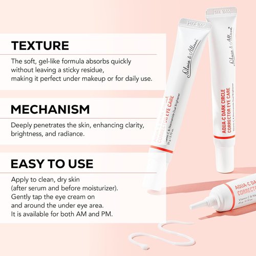 Olivia & Allison Dark Circle Corrector Eye Serum - Brightening Vitamin C, Squalane & Niacinamide (0.70 oz)